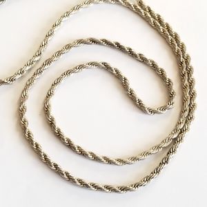 Vintage necklace silver tone chain necklace rope